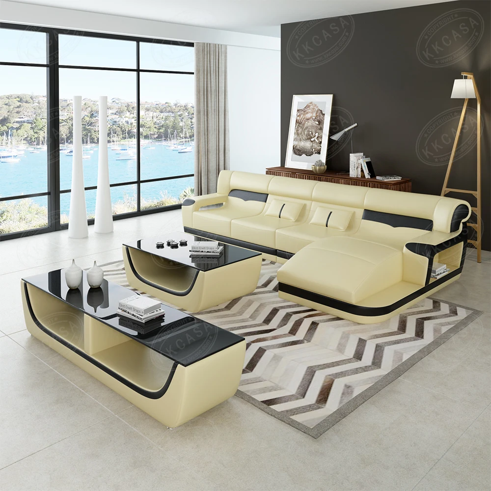 High quality house use pure white 3 seater leather sofa set living room furniture modern