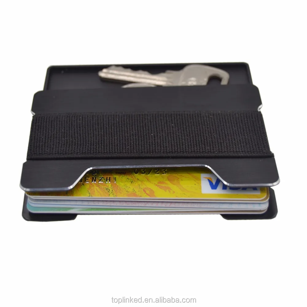 Tuopuke minimalist unique metal rfid men wallet with mini safe elastic money band and coin compartment