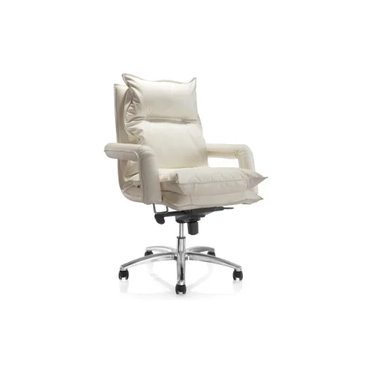 Designed Luxury Executive Lumbar Support Italian Leather Ergonomic Upholstered Tall Office Chair with Locking Wheels