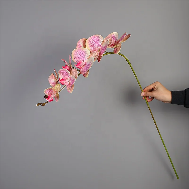 Wholesale 9 heads artificial orchid pink color for wedding party decoration