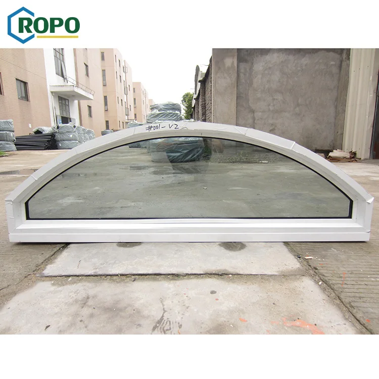 10 Year Warranty UPVC Fix Half Frost Glass Arch Window Decoration With Grid