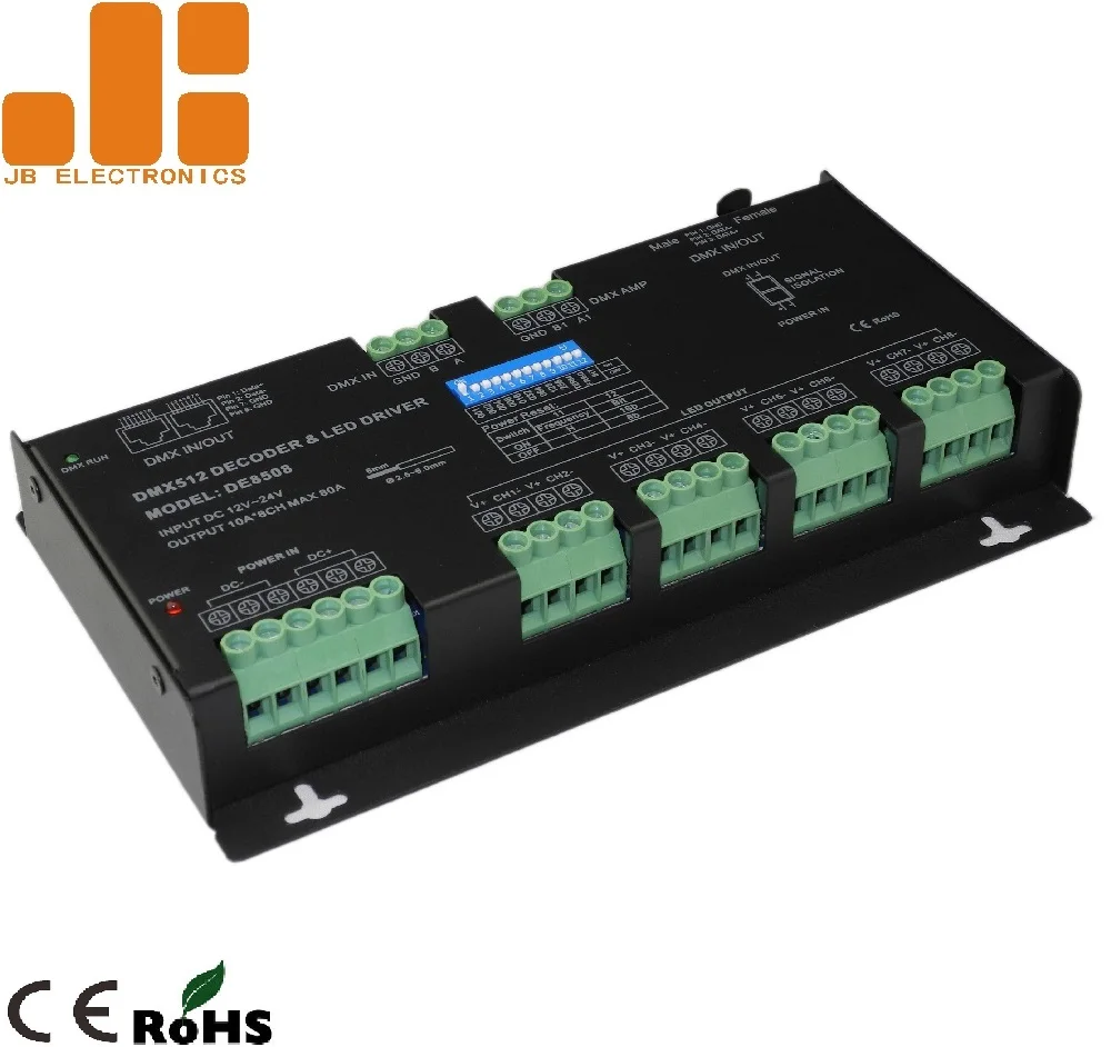 High Frequency 10Ax8CH Constant Voltage 8Bits/16Bits Signal Amplifier DMX512 Decoder DE8508