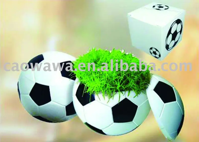 Лидер продаж 2014, цветочный горшок из футбольной глины, игрушка из футбольной травы, зеленая идея для подарка на Кубок мира