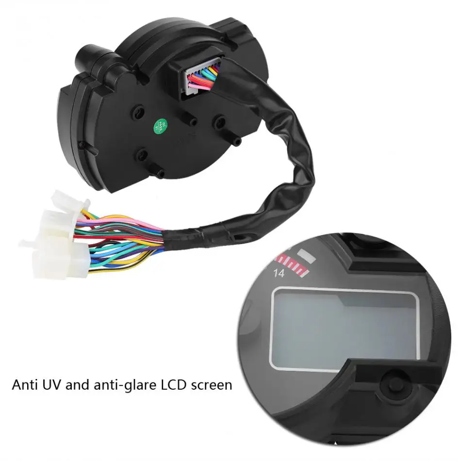 Motorcycle Digital Colorful LCD Speedometer Odometer Tachometer W/ Speed Sensor 7 Color Display Oil Level Meter Accessories
