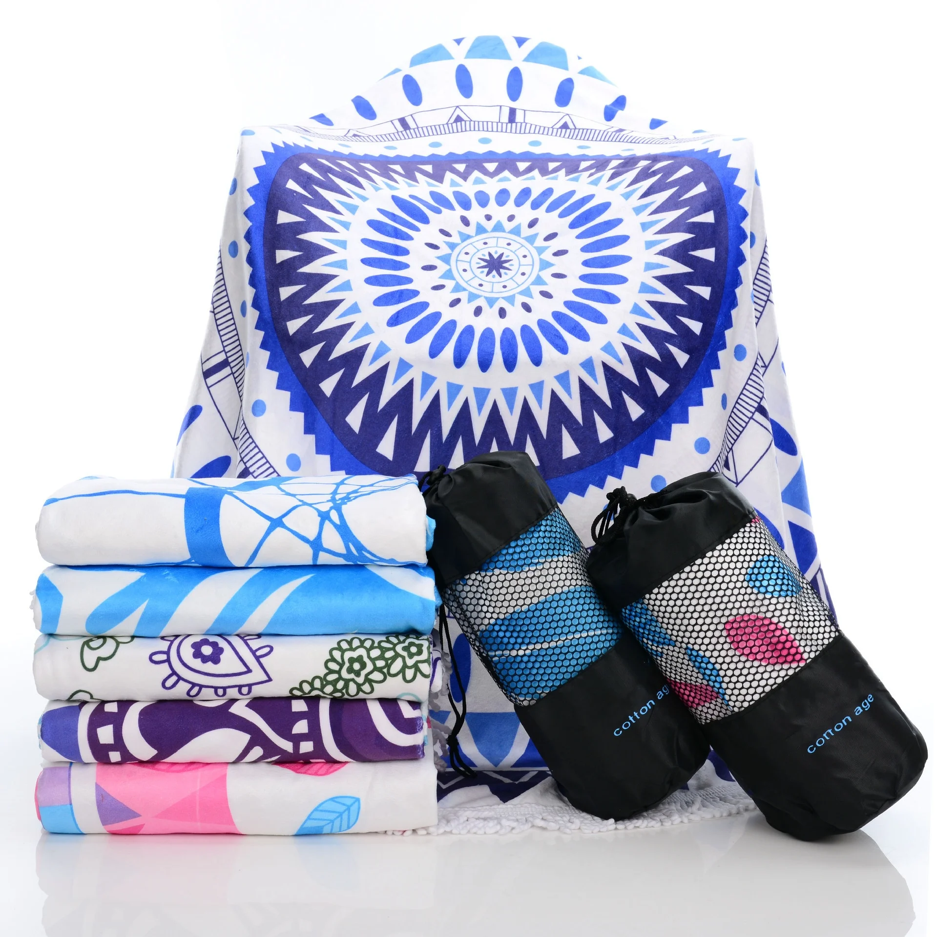 Best blanket 2019 new collection backpack round towels for beach sarong wrap towel  sand proof custom logo