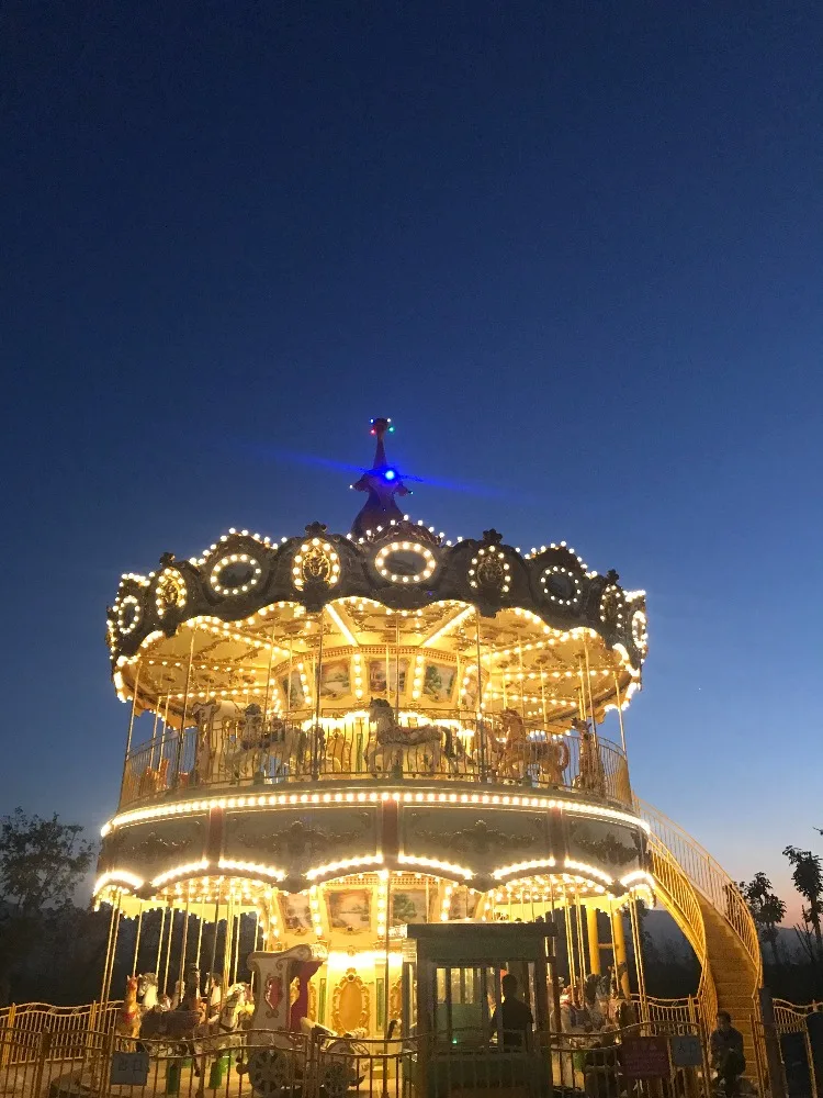 Luxury double layer carousel ride happy merry go around for sale