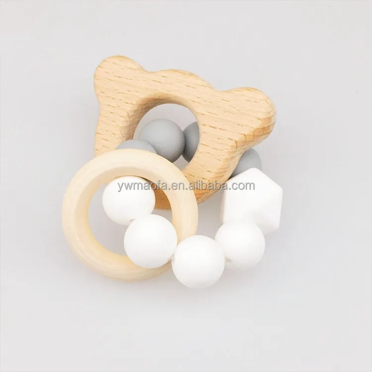 Wholesales Silicone Beads Nursing Bracelet Baby Chewing Teething Toys Infant Rattle Toy
