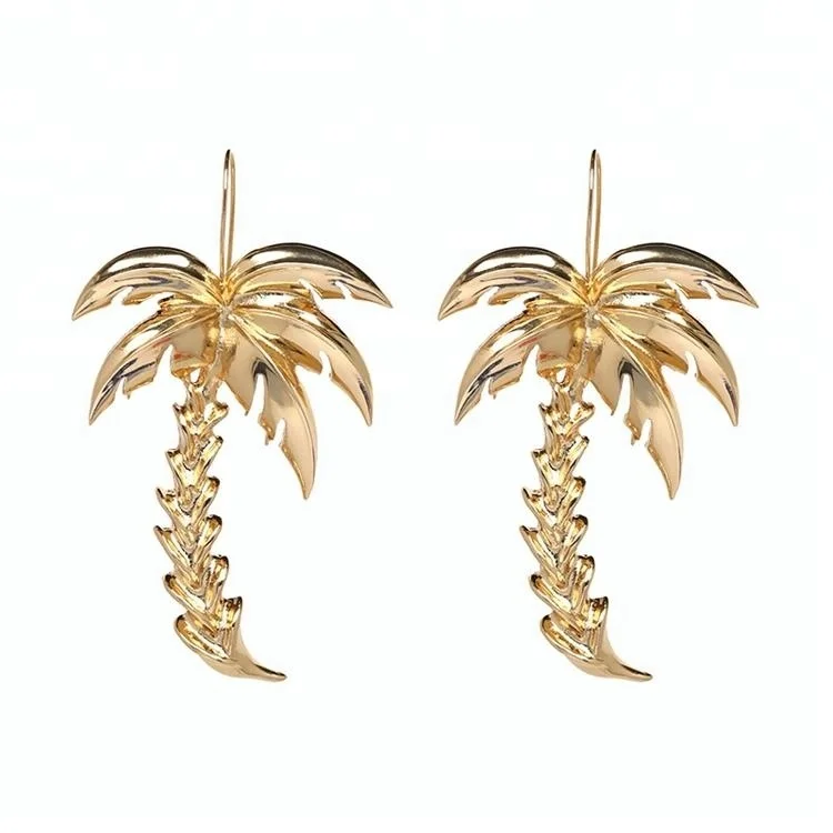 ER-185038 Новый дизайн Позолоченные кокосовый пальмовый дерев сплава серьги для женщин