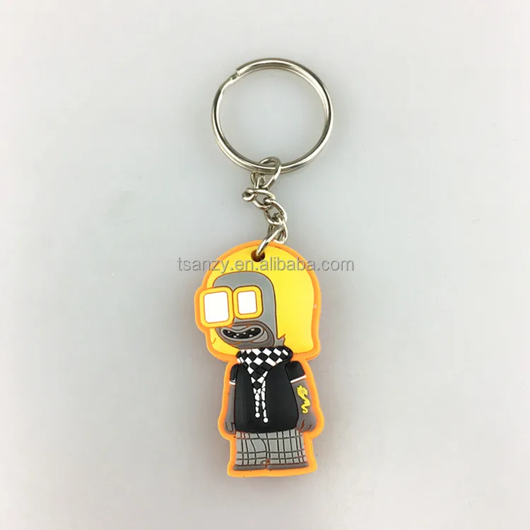 Promotional advertising gift soft PVC Fanta cartoon figure rubber key chains