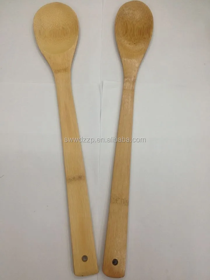 Eco-friendly long handle bulk 13 inch 14 inch bamboo spoons bamboo cooking spoon  for sale