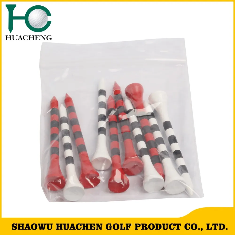 
New Arrival 360 round Stripes printing on Wooden/Bamboo golf tees 