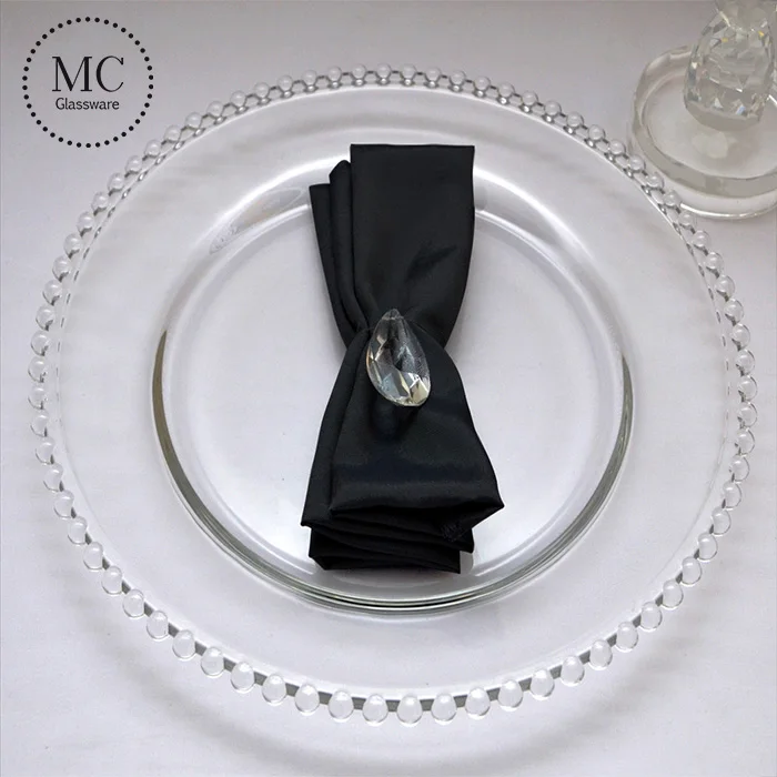 12,6 дюймовые Прозрачные Свадебные серебряные тарелки с бусинами для зарядного устройства оптом