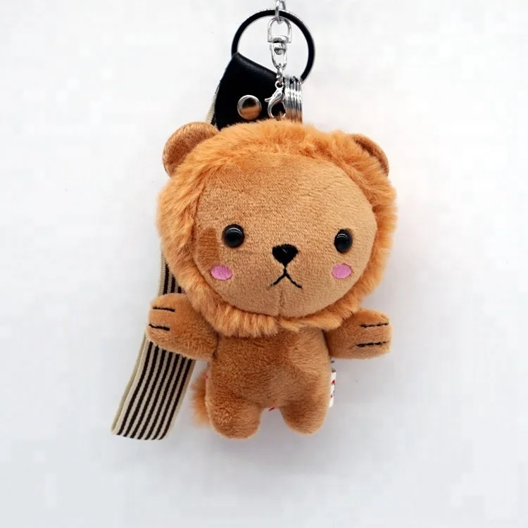 12cm different color cute small animal keyring plush lion keychain toy