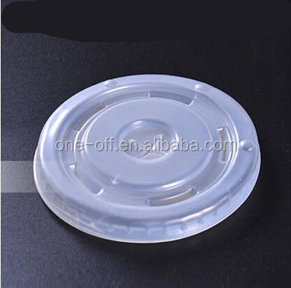 
plastic cold drink juice flat PS lid with straw hole 
