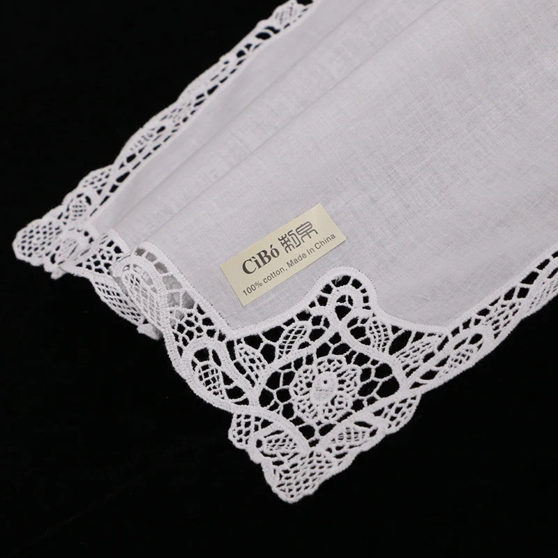 
A012: White premium cotton lace handkerchief blank crochet hankies for women/ladies wedding handkerchief 