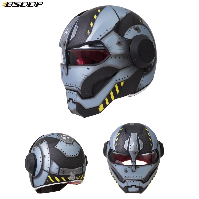 BSDDP Top ABS Moto biker Helmet Iron Man personality special fashion half open face motocross helmet matt black