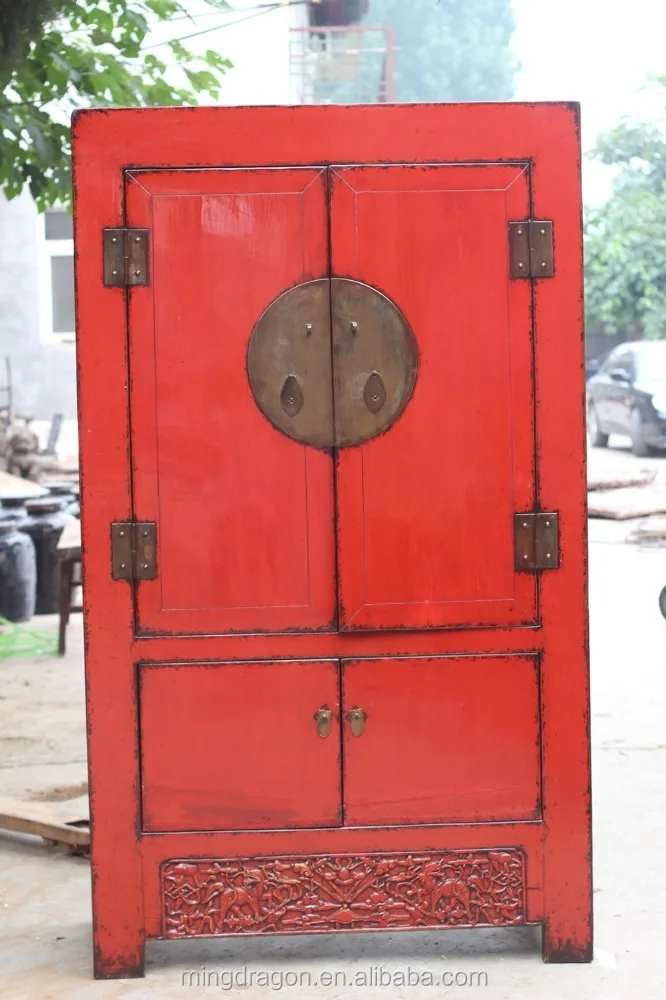 Chinese antique hand restored country style handpainted wardrobe armoire