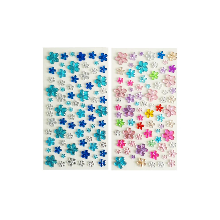 In stock hot sale acrylic rhinestone flower gem sticker Crystals Diamonds sticker