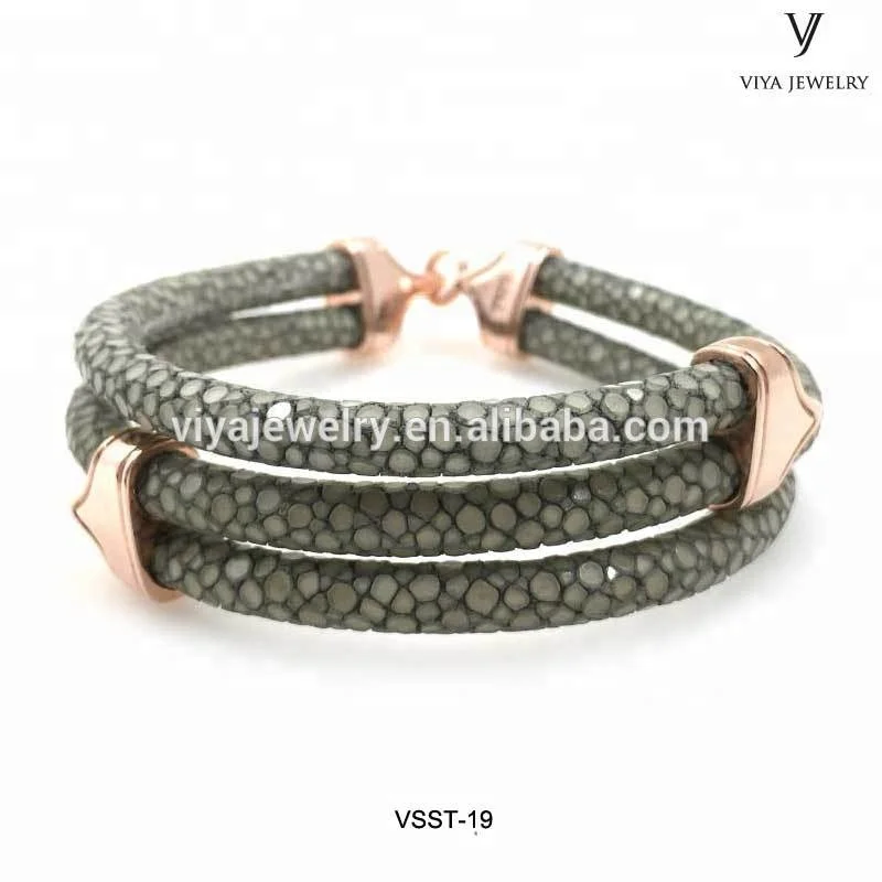 Three Straps Handmade Stingray Bracelet Men Jewelry Fashion men accessories