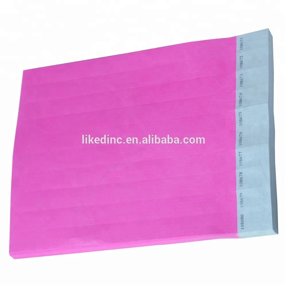 Цветные бумажные браслеты для струйной печати tyvek с неоновыми цветами для буфета