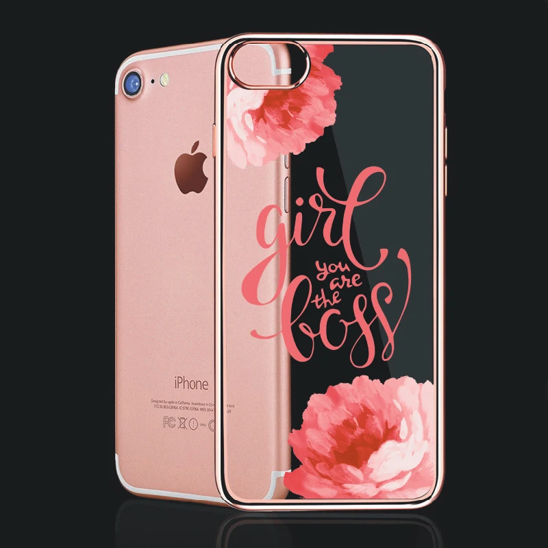 
Flamingos Pink Gold Edge TPU Electroplating Soft Phone Case for iPhone 7 Covers for iPhone 6s 7 7plus Case 