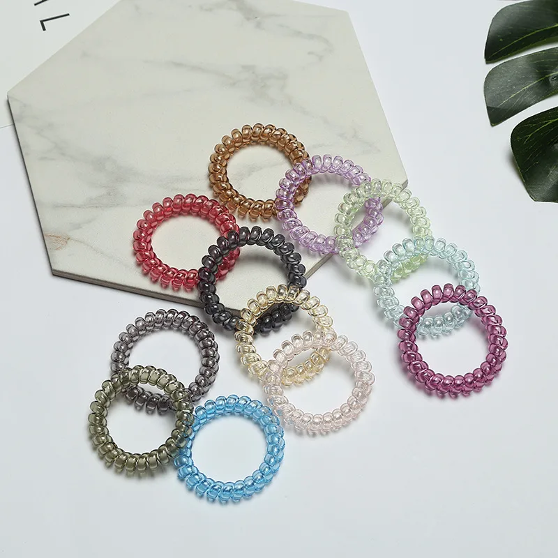 Bulk Wholesale Elastic Plastic Telephone Cord Hair Ties