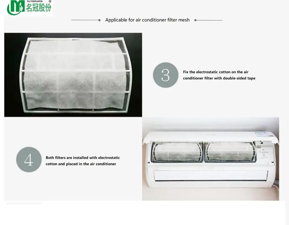 Smoke pollen PM2.5 removal needle punched electrostatic filter cotton for AC filters