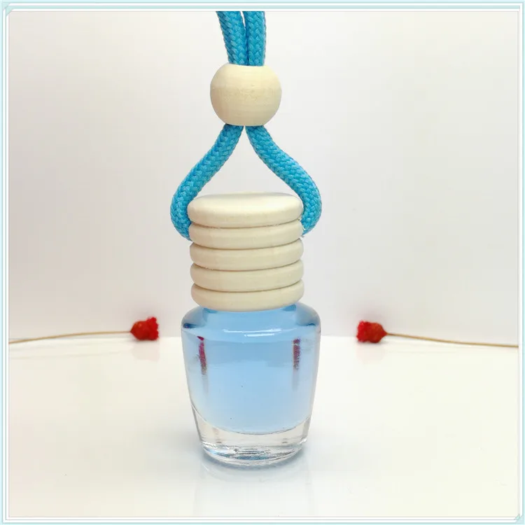 Wholesale Empty Cylinder Perfume Bottle Wooden Cap 5ml Car Fragrance Bottle Glass Screen Printing Clear Color or Custom 15 Days