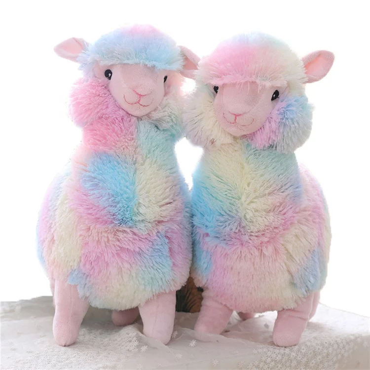 
Wholesale 30cm Stuffed Wild Animal Rainbow Color Alpaca Plush Soft Toy 