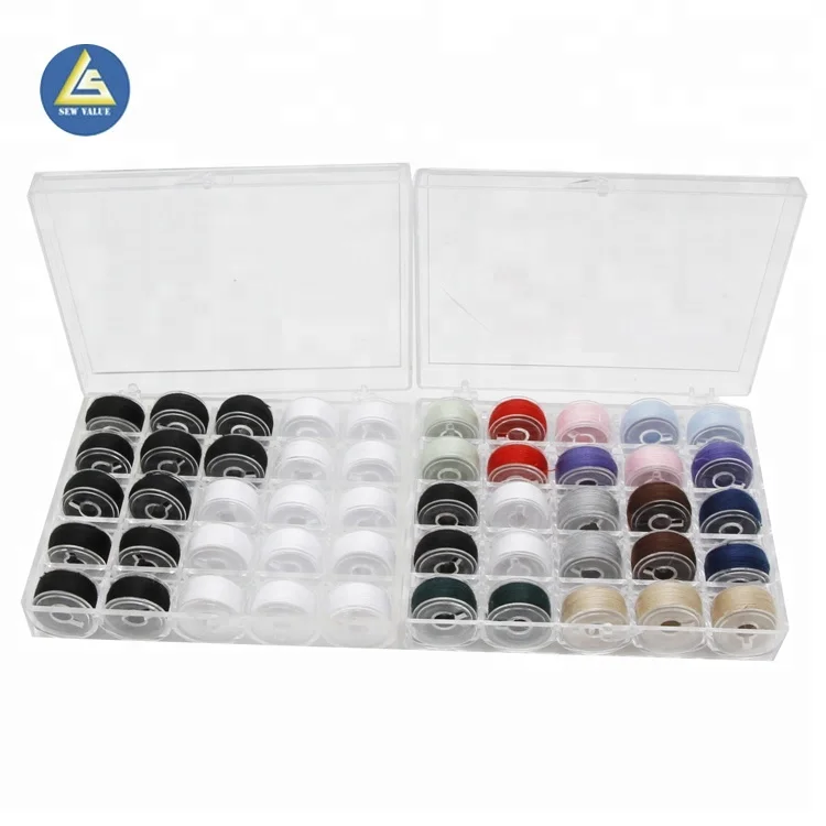 25pcs Mixed Colors Polyester Sewing thread With Transparent Plastic Bobbin For Home Sewing Machine Accessories Set