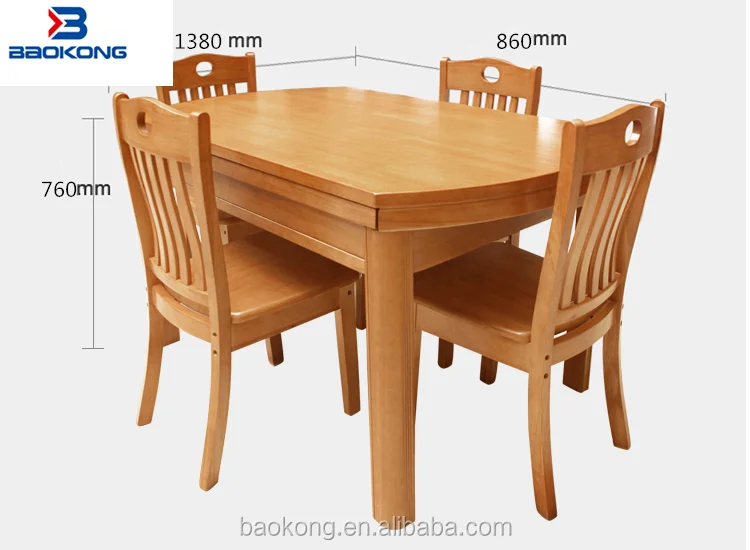 Solid Wood Round Folding Dining Table For Home Dining Room