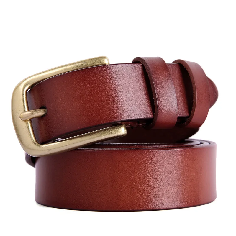 2.8cm width solid brass single prong pin buckle soft high quality unisex 100% italian genuine leather belt for girls