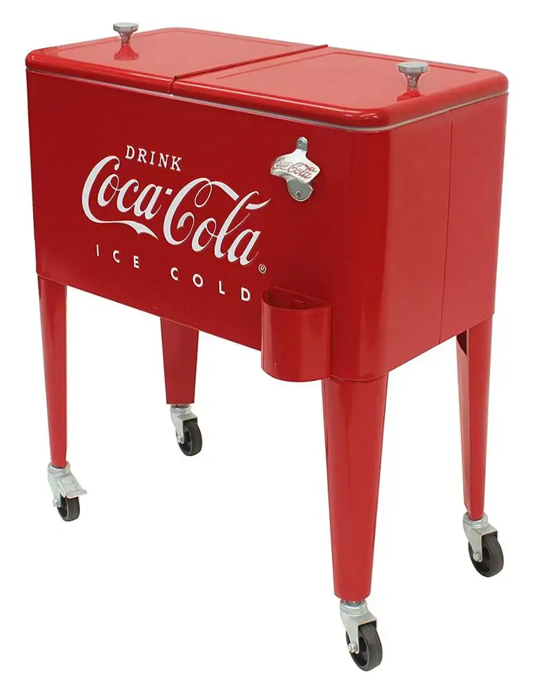 
60 Quart Picnic Cooler Ice Chest Cooler Cart Mini Ice Beer Freezer 