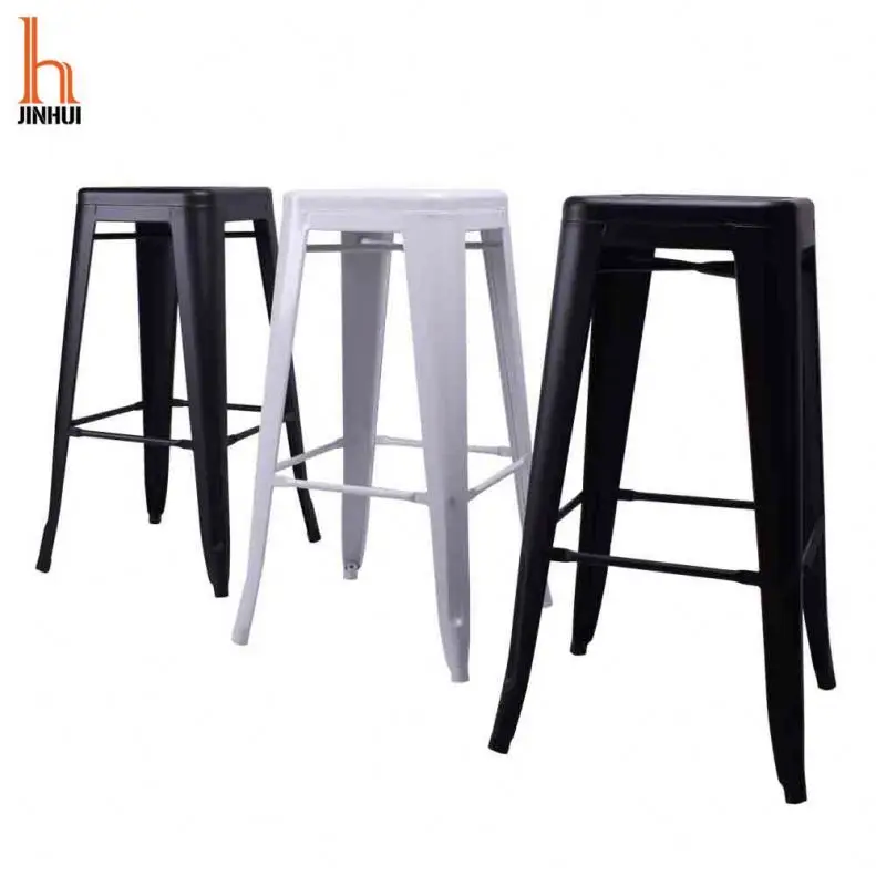Дешевая оптовая продажа, винтажный промышленный черный металлический Железный барный стул