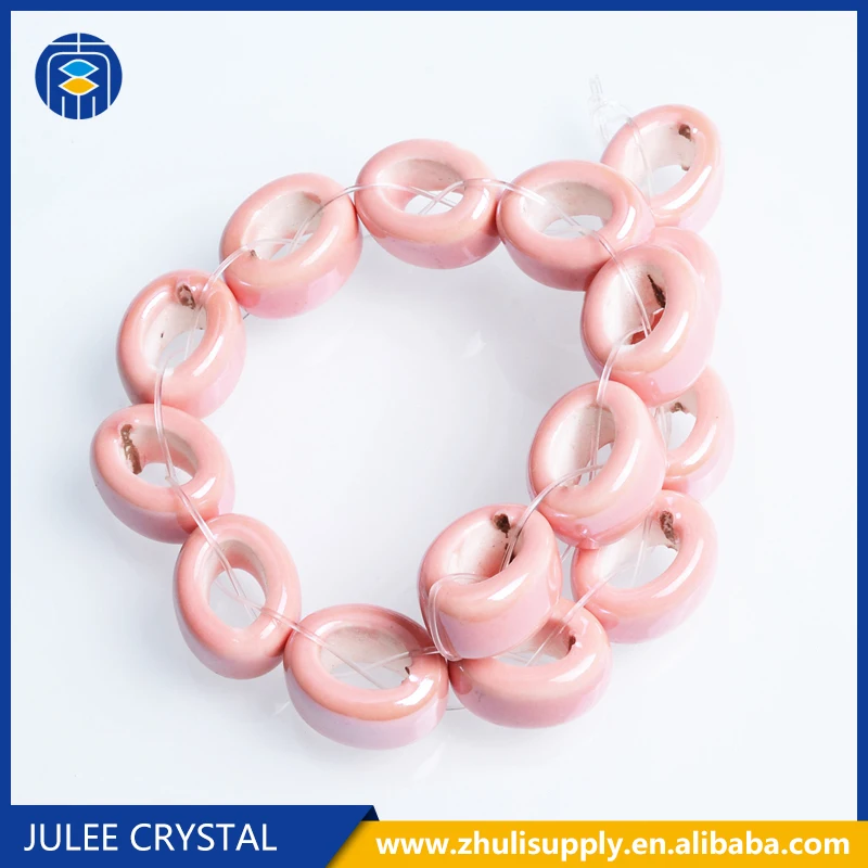 
Wholesale Oval Large Hole Glazed Porcelain Beads 