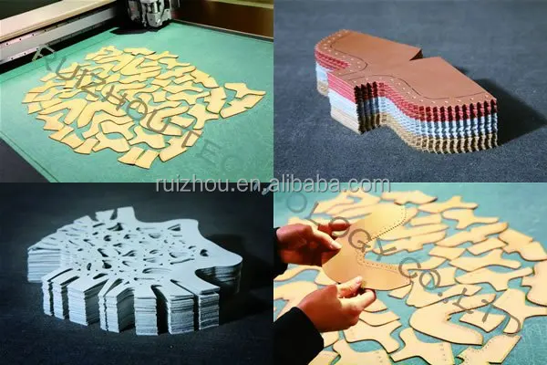 Ruizhou High accurate garment cnc real genuine leather cutting table top layer leather by knifes