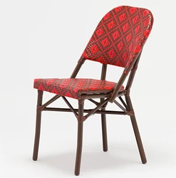 Modern Furniture Garden Chair French Cafe Bistro Rattan Wicker Chair Red Color