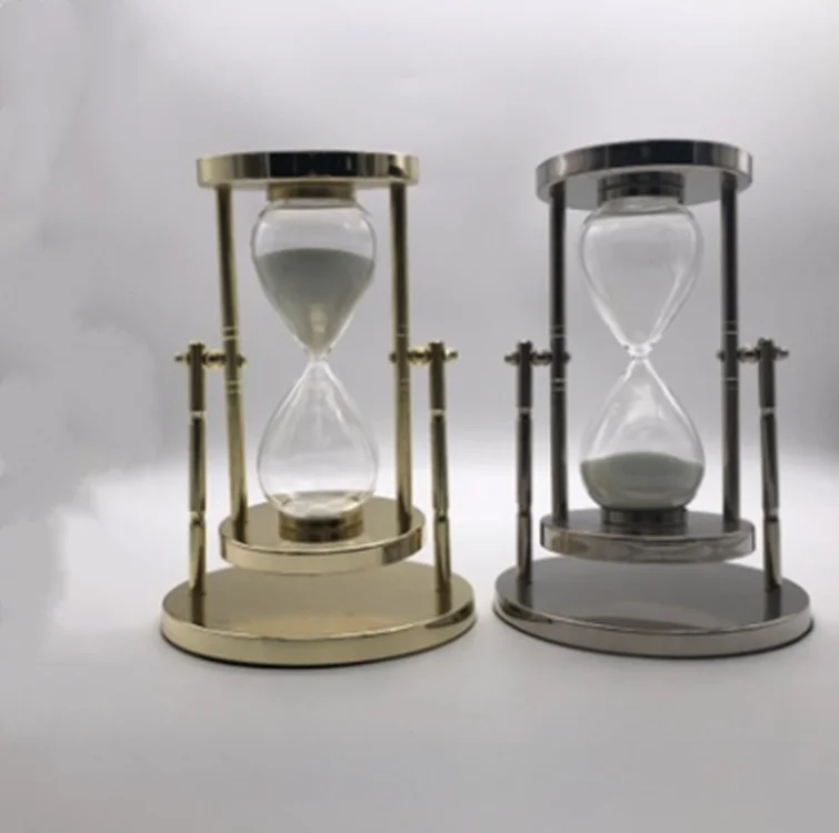 custom metal large hourglass stainless steel rotating sand timer