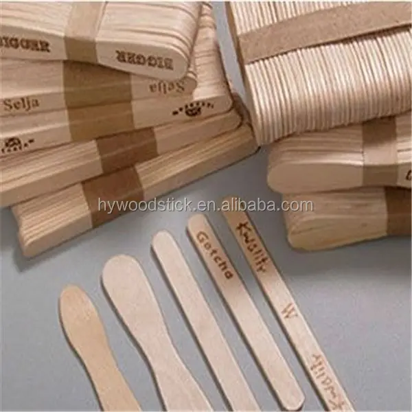 Disposable Printed Popsicle Sticks Molds Wooden Ice Cream Spoons With Logo Biodegradable