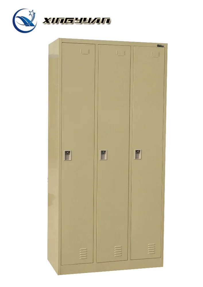 Uniform locker office room use large three column steel wardrobe