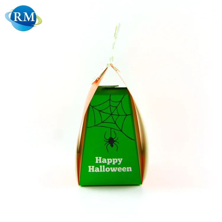 
Promotional Halloween Gift Pumpkin Modelling Paper Cardboard Box With Handle 