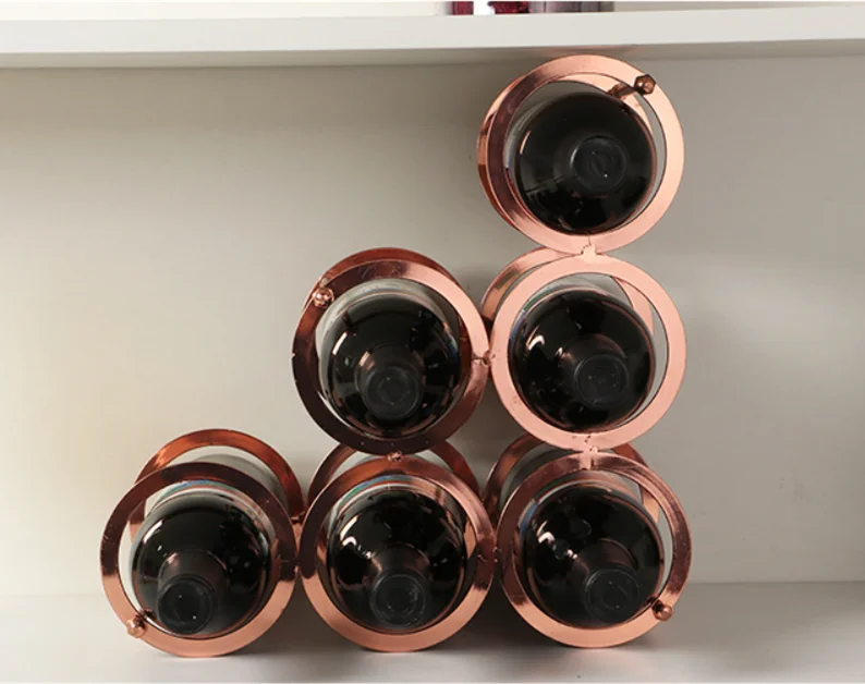 6 Bottles Metal Wine Rack Free Standing Countertop Storage Holders Decorative Tabletop Bottle Holders Wrought Iron