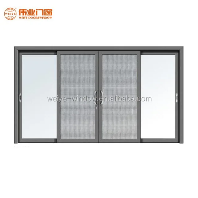 America style commercial aluminium frame front double glass sliding door