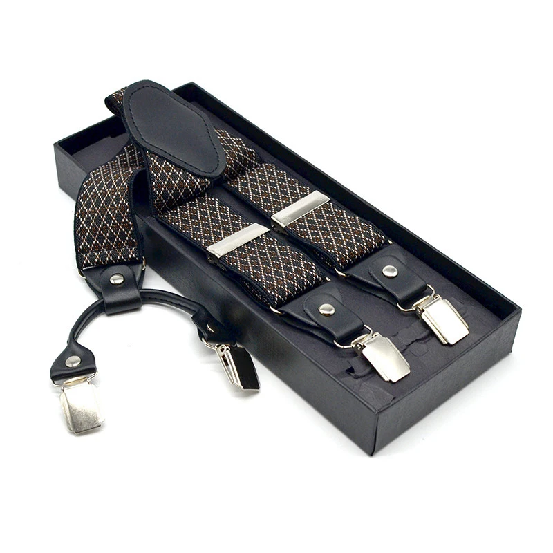 Оптовая продажа мужские подтяжки для 4 клипсы серебристого цвета из искусственной кожи цвета «металлик» кожи 3,2 см ширина 120 см длина полиэстер материал завод скоба