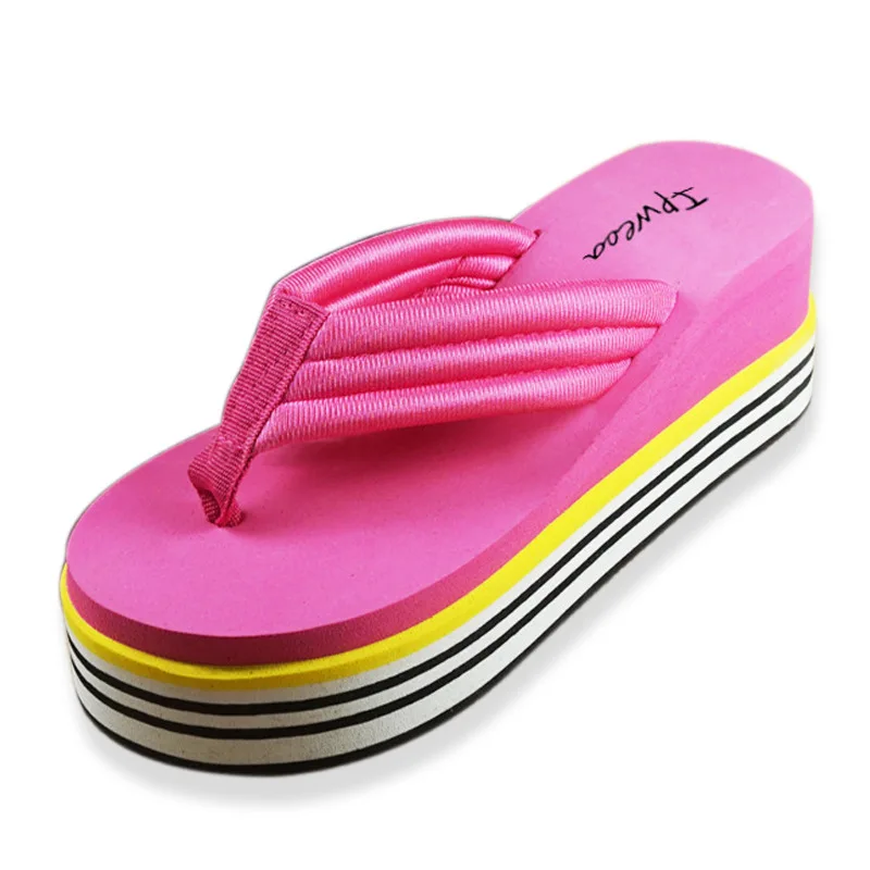 
wholesale good quality summer platform flip flops factory price wedge heel dress slippers for women 