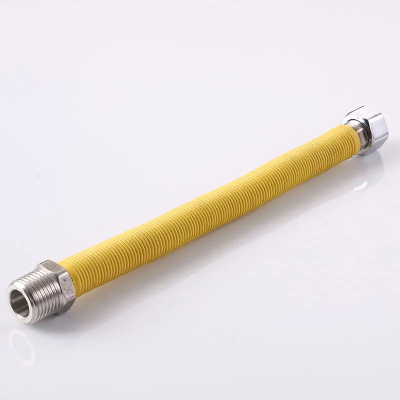 2019 hot sale Eco-friendly yellow PE coated flexible natural  gas hose for kitchen