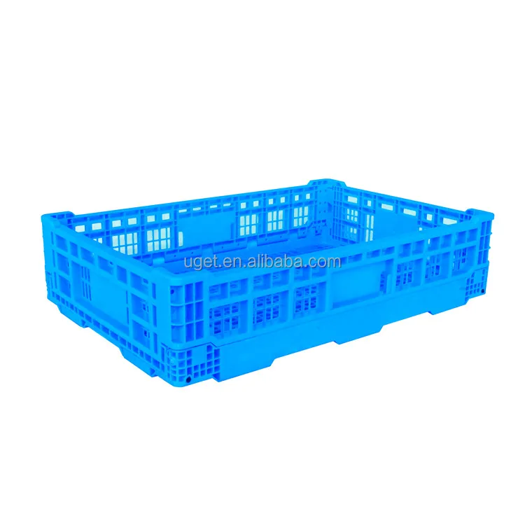 Wholesale foldable plastic material and mesh box style storage Crates for fruit and vegetable