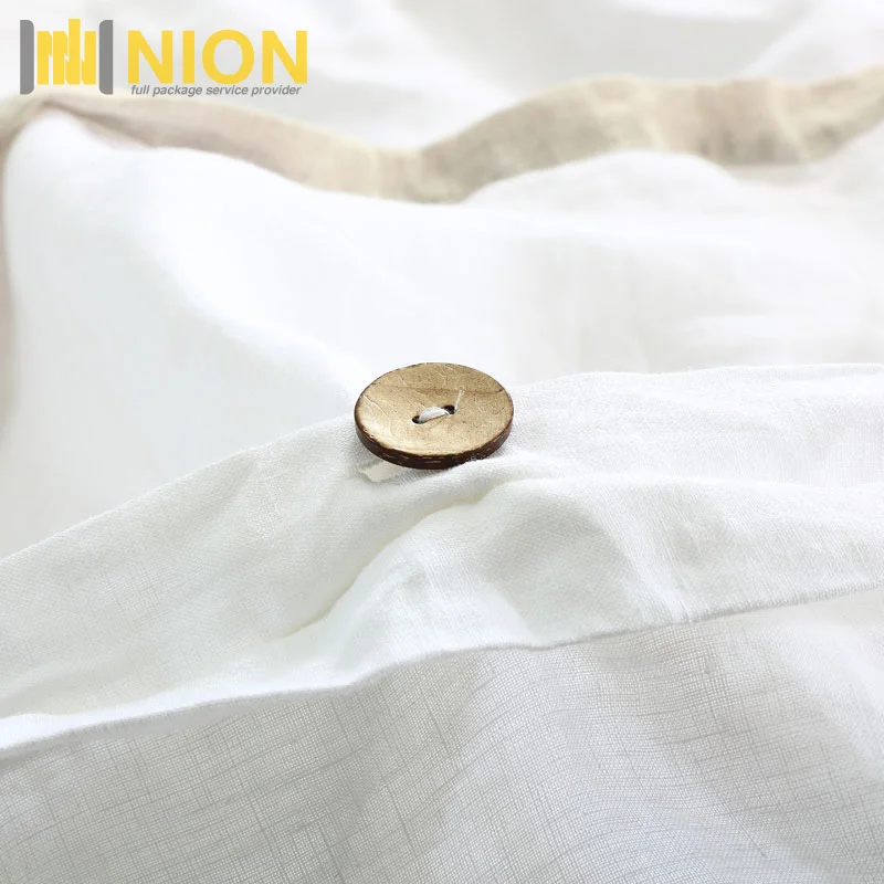 Комплект белья из льна, дышащий прочный Комплект постельного белья из французского льна, белый