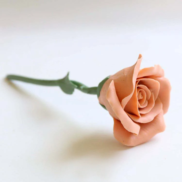 Ceramic gift Covered Flowers and Leaves Single Stem Rose Handmade Porcelain Rose Flower Wedding Anniversary Gifts Love Forever
