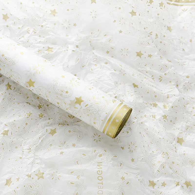 Упаковочная бумага с логотипом на заказ для украшения подарков, упаковочная бумага с принтом корейских цветов для букета, Высококачественная цветная подарочная стеклянная бумага